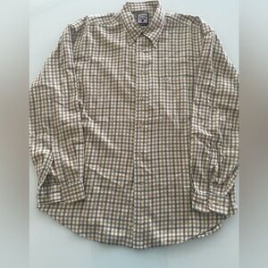 Faconnable Shirt Size XL Grey Khaki Cream 
Button-Down Long Sleeve Pure Cotton